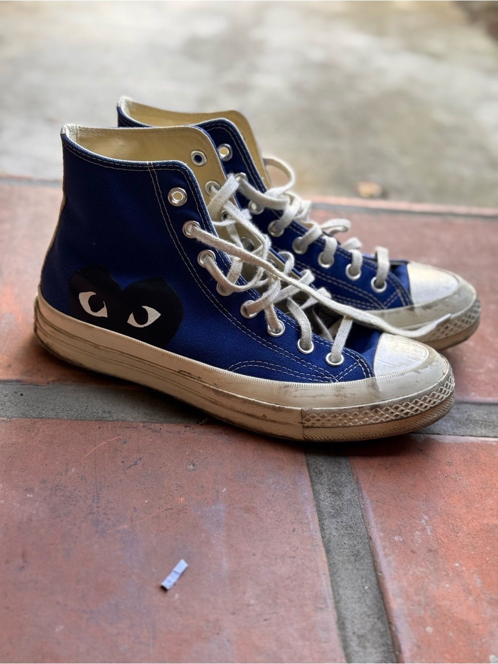 Converse High-Top Sneakers in Navy Blue with Black Heart Graphic